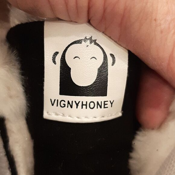 Black Suede Booties with Fleece Lining and Velcroe Closure - Picture 8 of 8